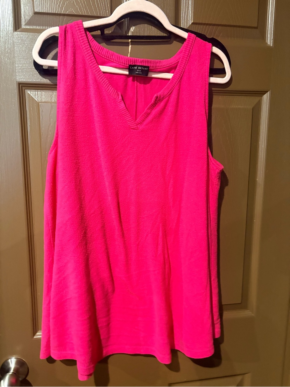 Lane Bryant V-Neck Sleeveless Tank Top - Bright Pink